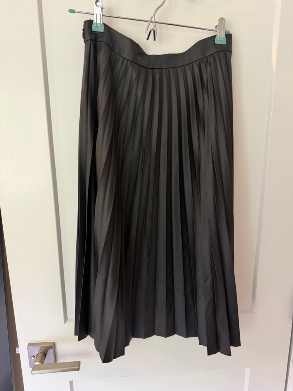 LOFT Pleated Faux Leather Midi Skirt